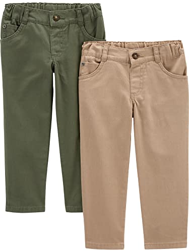 0195861439042 - SIMPLE JOYS BY CARTERS BABY AND TODDLER BOYS 2-PACK TWILL PANTS, KHAKI/OLIVE, 4T