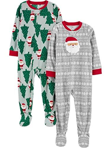 0195861441274 - SIMPLE JOYS BY CARTERS UNISEX TODDLERS HOLIDAY FLEECE FOOTED SLEEP AND PLAY, PACK OF 2, TAN, SANTA, 3T