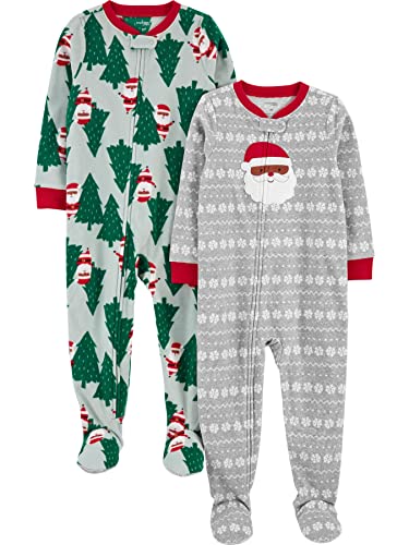 0195861441700 - SIMPLE JOYS BY CARTERS BABY BOYS HOLIDAY FLEECE FOOTED SLEEP AND PLAY, BROWN, SANTA, 6-9 MONTHS