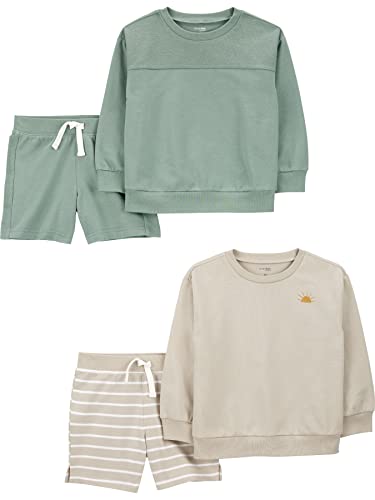 0195861810322 - SIMPLE JOYS BY CARTERS BABY BOYS CASUAL PLAYWEAR SETS, SAGE/IVORY, 2T US