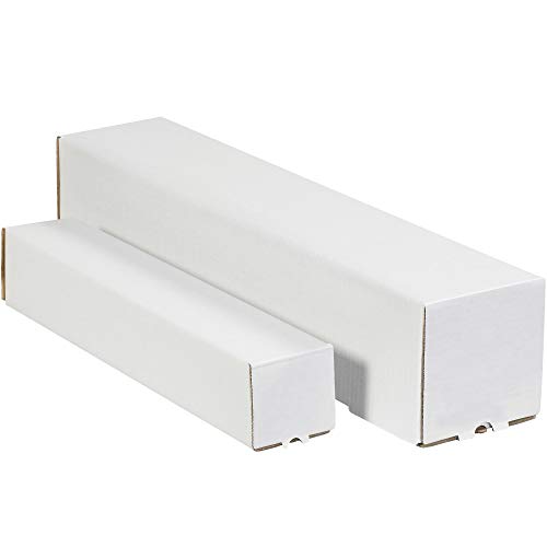 0195865160553 - AVIDITI WHITE CORRUGATED CARDBOARD SQUARE TUBE SHIPPING MAILER, 12 L X 3 W X 3 H, TAB LOCK, FOLDS TOGETHER IN SECONDS, NO TAPE OR GLUE REQUIRED (PACK OF 25)