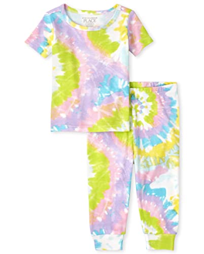 0195935291743 - THE CHILDRENS PLACE BABY TODDLER GIRLS SHORT SLEEVE TOP AND PANTS SNUG FIT COTTON 2 PIECE PAJAMA SETS, TIE DYE, 5T