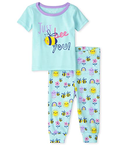 0195935292580 - THE CHILDRENS PLACE BABY TODDLER GIRLS SHORT SLEEVE TOP AND PANTS SNUG FIT COTTON 2 PIECE PAJAMA SETS, JUST BEE YOU, 6T