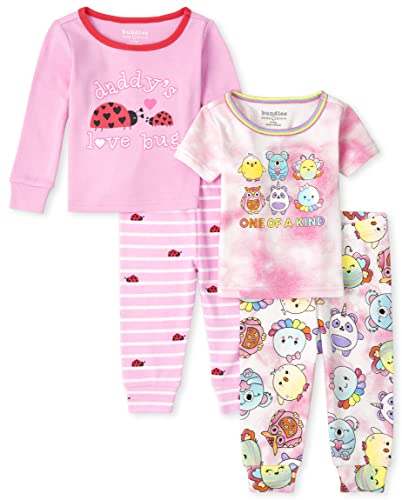 0195935294577 - THE CHILDRENS PLACE SINGLE BABY TODDLER GIRLS SNUG FIT COTTON MIXED 2 PIECE PAJAMA SETS, LOVE BUG-2 PACK, 9-12 MONTHS