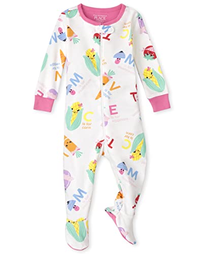 0195935296458 - THE CHILDRENS PLACE BABY AND TODDLER SNUG FIT COTTON ZIP-FRONT ONE PIECE FOOTED PAJAMA, GIRL VEGGIE, 3T