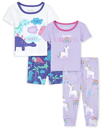 0195935297158 - THE CHILDRENS PLACE BABY TODDLER GIRLS SNUG FIT COTTON MIXED 2 PIECE PAJAMA SETS, UNICORN DINO-2 PACK, 3-6 MONTHS