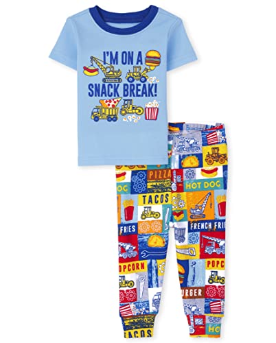 0195935307628 - THE CHILDRENS PLACE BABY TODDLER BOYS SLEEVE TOP AND SHORTS SNUG FIT COTTON 2 PIECE PAJAMA SETS, SNACKS, 0-3 MONTHS