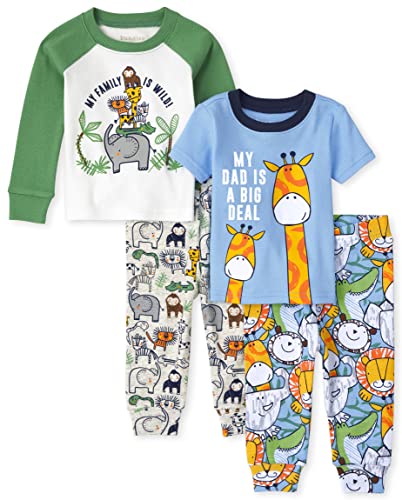 0195935310338 - THE CHILDRENS PLACE UNISEX BABY AND TODDLER SNUG FIT COTTON MIXED 2 PIECE PAJAMA SETS, ANIMAL SAFARI-2 PACK, 0-3 MONTHS