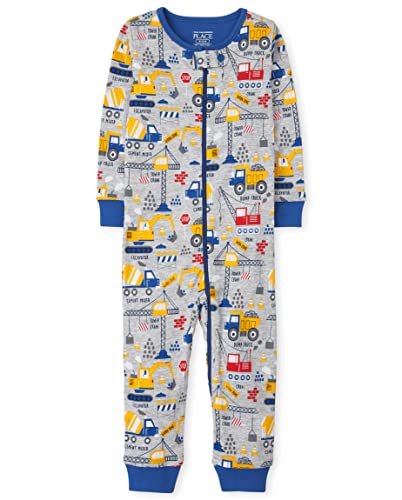 0195935310963 - THE CHILDRENS PLACE SINGLE BABY AND TODDLER BOY SNUG FIT COTTON ZIP-FRONT ONE PIECE PAJAMA, ALLOVER CONSTRUCTION, 18-24 MONTHS