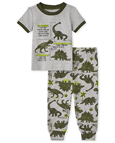 0195935313834 - THE CHILDRENS PLACE BABY TODDLER BOYS SHORT SLEEVE TOP AND PANTS SNUG FIT COTTON 2 PIECE PAJAMA SETS, DINOSAUR, 6-9 MONTHS