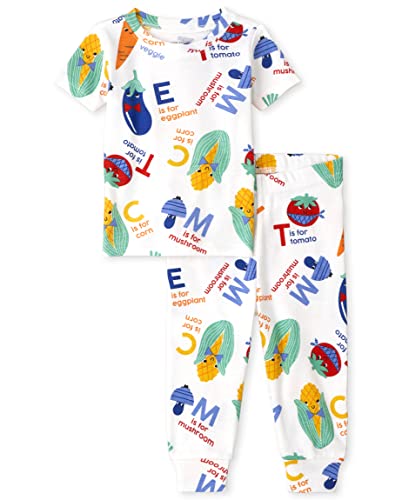 0195935323888 - THE CHILDRENS PLACE UNISEX BABY AND TODDLER SHORT SLEEVE TOP AND PANTS SNUG FIT COTTON 2 PIECE PAJAMA SETS, VEGGIES, 12-18 MONTHS