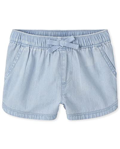 0195935336895 - THE CHILDRENS PLACE BABY AND TODDLER GIRLS CHAMBRAY PULL ON SHORTS, LEIGHTON WASH, 4T