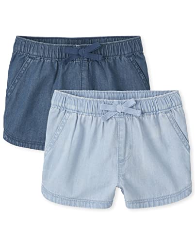 0195935337236 - THE CHILDRENS PLACE BABY AND TODDLER GIRLS PULL ON SHORTS, DENIM MULTI-2 PACK, 4T