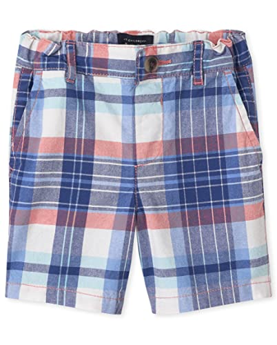 0195935351669 - THE CHILDRENS PLACE BABY AND TODDLER BOYS PRINTED CHINO SHORTS, BLUE/ORANGE PLAID, 4T