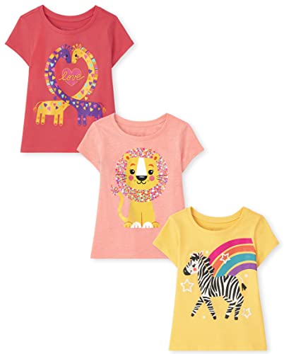 0195935356534 - THE CHILDRENS PLACE BABY GIRLS AND TODDLER SHORT SLEEVE GRAPHIC T- 3-PACK T SHIRT, ANIMAL, 3T US