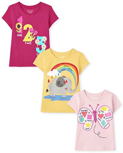 0195935358163 - THE CHILDRENS PLACE BABY GIRLS AND TODDLER SHORT SLEEVE GRAPHIC T- 3-PACK T SHIRT, EDUCATION, 5T US