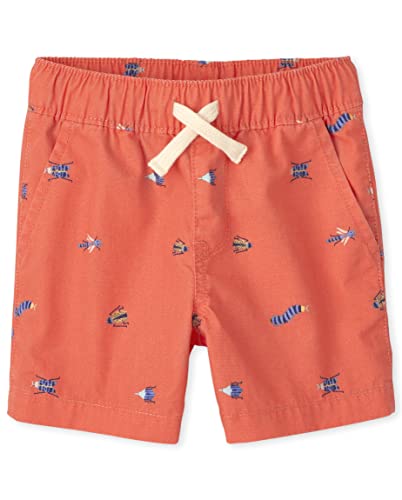 0195935377256 - THE CHILDRENS PLACE BABY AND TODDLER BOYS PRINT PULL ON JOGGER SHORTS, BLOOD ORANGE, 2T