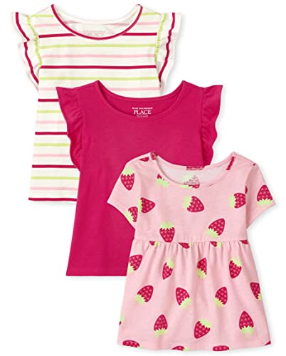 0195935385756 - THE CHILDRENS PLACE BABY TODDLER GIRLS RUFFLE TOP 3-PACKS, ROSIE POSIE, 4T