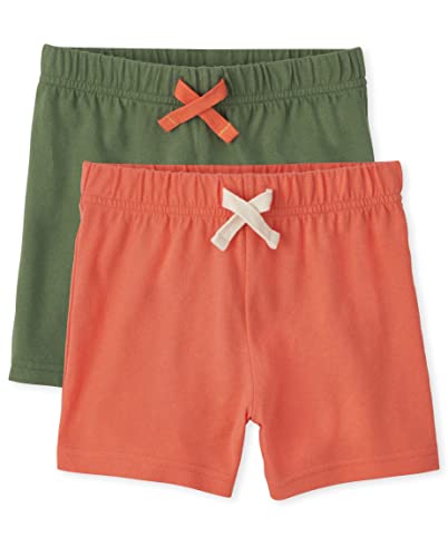 0195935492997 - THE CHILDRENS PLACE BABY BOYS THE CHILDRENS PLACE AND TODDLER FASHION SHORTS, OLIVE/SALMON - 2 PACK, 12-18 MONTHS US