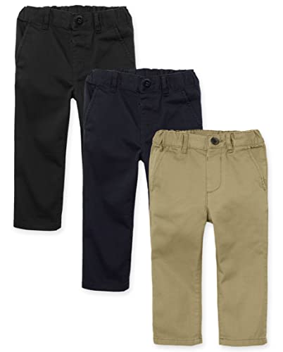 0195935496087 - THE CHILDRENS PLACE BABY 3 PACK AND TODDLER BOYS STRETCH SKINNY CHINO PANTS, FLAX/NEW NAVY/BLACK, 18-24 MONTHS