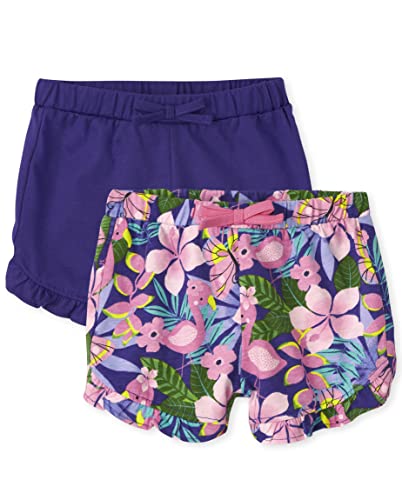 0195935502238 - THE CHILDRENS PLACE 2 PACK BABY GIRLS SHORTS, PURPLE FLORAL, 12-18 MONTHS