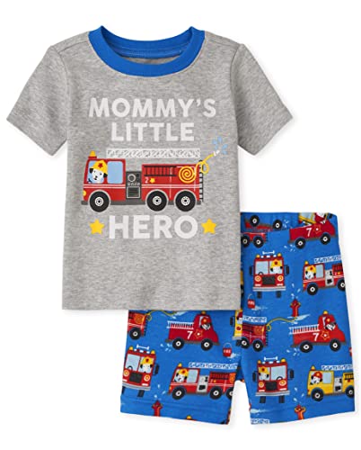 0195935503372 - THE CHILDRENS PLACE SINGLE BABY TODDLER BOYS SLEEVE TOP AND SHORTS SNUG FIT 100% COTTON 2 PIECE PAJAMA SETS, MOMMYS HERO, 0-3 MONTHS