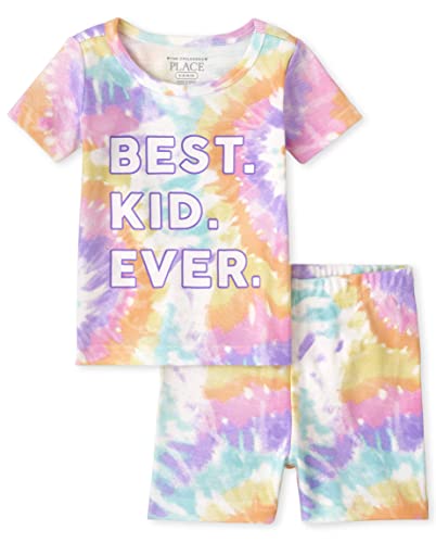 0195935504720 - THE CHILDRENS PLACE UNISEX BABY THE CHILDRENS PLACE TODDLER GIRLS SHORT SLEEVE TOP AND SHORTS SNUG FIT 100% COTTON 2 PIECE PAJAMA SET, BEST KID EVER - PURPLE, 6 YEARS US