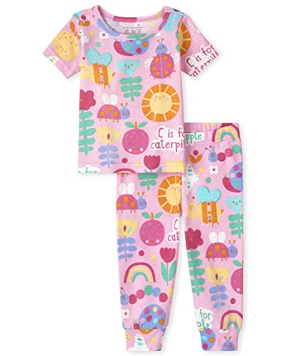 0195935504973 - THE CHILDRENS PLACE SINGLE BABY TODDLER GIRLS SHORT SLEEVE TOP AND PANTS SNUG FIT 100% COTTON 2 PIECE PAJAMA SETS, PINK BUGS, 18-24 MONTS