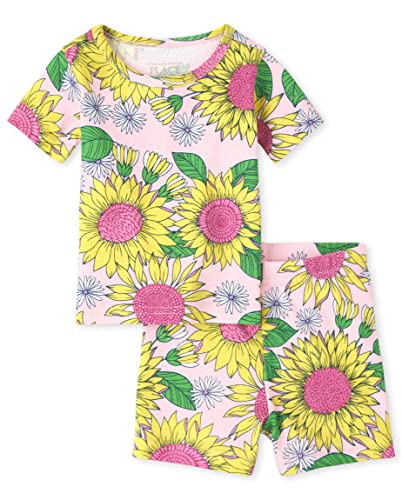 0195935505017 - THE CHILDRENS PLACE 2 PC FAMILY MATCHING PAJAMAS SETS, SNUG FIT 100% COTTON, BIG KID, TODDLER, BABY, SUNFLOWER, 0-3 MONTHS