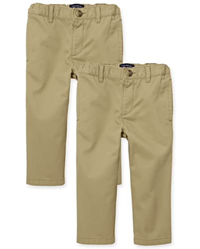 0195935517836 - THE CHILDRENS PLACE BABY TODDLER BOYS STRETCH CHINO PANTS, FLAX 2 PACK, 4T