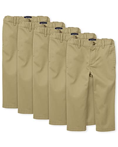 0195935518017 - THE CHILDRENS PLACE BABY 5 PACK AND TODDLER BOYS STRETCH CHINO PANTS, FLAX, 3T