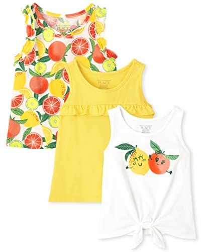 0195935543682 - THE CHILDRENS PLACE BABY GIRLS THE CHILDRENS PLACE AND TODDLER SLEEVELESS FASHION TANK TOP SHIRT, TROPICAL FRUIT/ FRUIT PALS/ ASPEN GOLD- 3 PACK, 12-18 MONTHS US