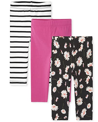 0195935559904 - THE CHILDRENS PLACE BABY AND TODDLER GIRLS CAPRI LEGGINGS, FLORAL/ROSE MIST/STRIPES-3 PACK, 5T