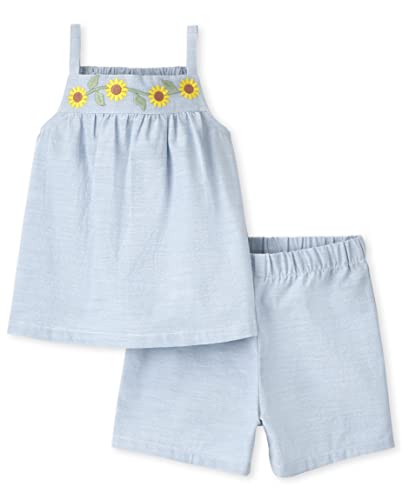 0195935586955 - THE CHILDRENS PLACE BABY AND TODDLER GIRLS SLEEVELESS TANK TOP AND SHORTS SET, SUNFLOWER, 5T