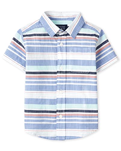 0195935587594 - THE CHILDRENS PLACE BABY AND TODDLER BOYS SHORT SLEEVE BUTTON DOWN SHIRT, SKY, 3T