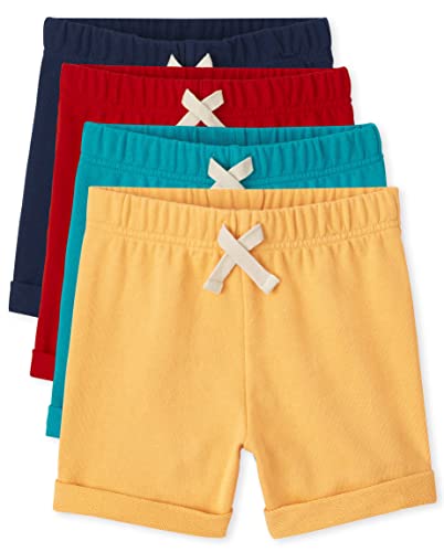 0195935598293 - THE CHILDRENS PLACE BABY AND TODDLER BOYS FASHION SHORTS, YELLOW/SKY/HAMPTON RED/NAVY-4 PACK, 6-9 MONTHS