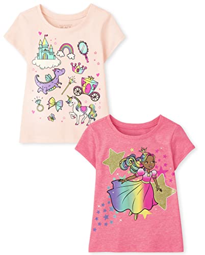0195935603447 - THE CHILDRENS PLACE BABY GIRLS AND TODDLER SHORT SLEEVE GRAPHIC T- 2-PACK T SHIRT, STARS/ PRINCESS, 18-24 MONTHS US
