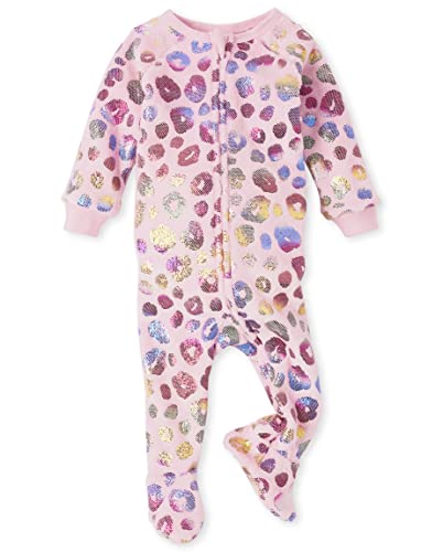 0195935773386 - THE CHILDRENS PLACE BABY SINGLE AND TODDLER GIRLS FLEECE ZIP-FRONT ONE PIECE FOOTED PAJAMA, ALLOVER LEOPARD, 6-9 MONTHS