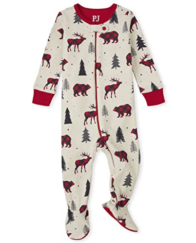 0195935785266 - THE CHILDRENS PLACE BABY & TODDLER-ZIP SLEEPER FAMILY MATCHING CHRISTMAS HOLIDAY PAJAMAS SETS, SNUG FIT 100% COTTON, ADULT, BIG KID, TODDLER, BABY, BUFF BEAR, 9-12 MONTHS