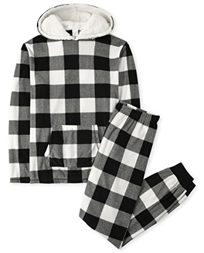 0195935790994 - THE CHILDRENS PLACE FAMILY MATCHING CHRISTMAS HOLIDAY FLEECE PAJAMAS SETS, BIG KID, TODDLER, BABY, BLK/WHT BUFF, LARGE (ADULT)