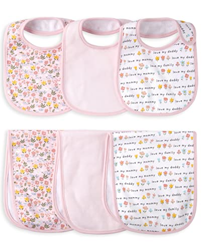 0195935814034 - THE CHILDRENS PLACE BABY GIRLS BIB AND BURP CLOTH SET, FAMILY LOVE/STRIPE/FLORAL, NO_SIZE