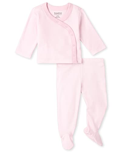 0195935816557 - THE CHILDRENS PLACE BABY NEWBORN TAKE ME HOME SET, 100% COTTON, LONG SLEEVE, SIDE SNAP KIMONO TOP AND PANTS, ROSE MIST, PREEMIE