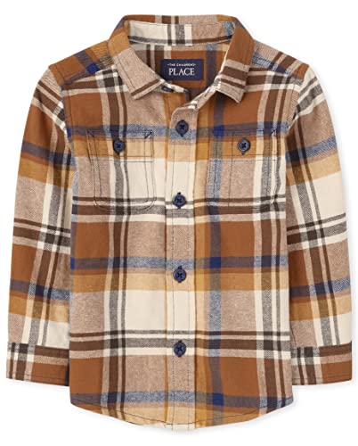 0195935827805 - THE CHILDRENS PLACE BABY TODDLER BOYS LONG SLEEVE BUFFALO FLANNEL BUTTON DOWN SHIRT, GINGER BREAD PLAID, 9-12 MONTHS