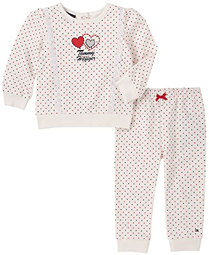 0195958014299 - TOMMY HILFIGER BABY GIRLS 2 PIECES PANTS SET, SNOW WHITE/CHINESE RED/NAVY BLAZER, 6-9 MONTHS