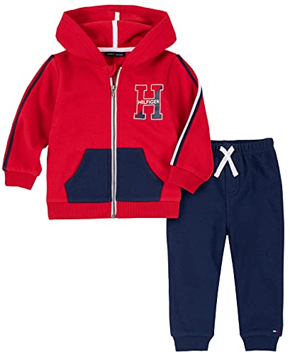 0195958054257 - TOMMY HILFIGER BABY BOYS 2 PIECES JACKET PANTS SET, TANGO RED/MEDIEVAL BLUE, 18M