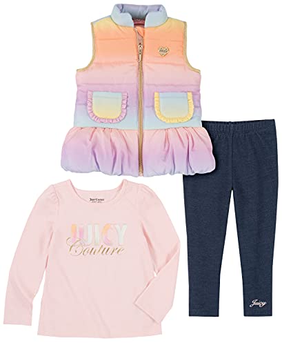 0195958056985 - JUICY COUTURE BABY GIRLS 3 PIECES VEST PANTS SET, PINK TIE DYE/CHAMBRAY, 12M