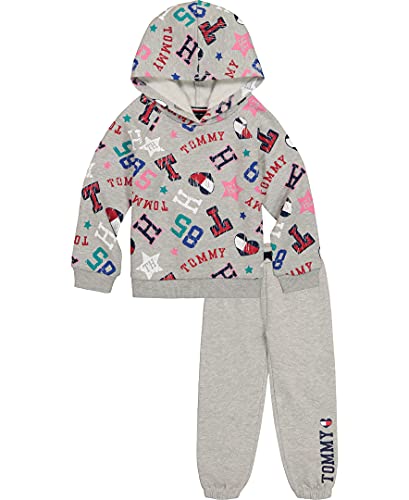 0195958065338 - TOMMY HILFIGER BABY GIRLS 2 PIECES JOGGER SET, GREY HEATHER PRINTED/GRAY HEATHER, 18M