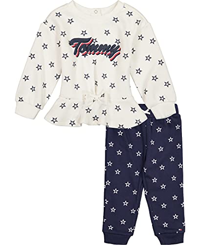 0195958066472 - TOMMY HILFIGER BABY GIRLS 2 PIECES JOG SET, SNOW WHITE/PEACOAT, 24M