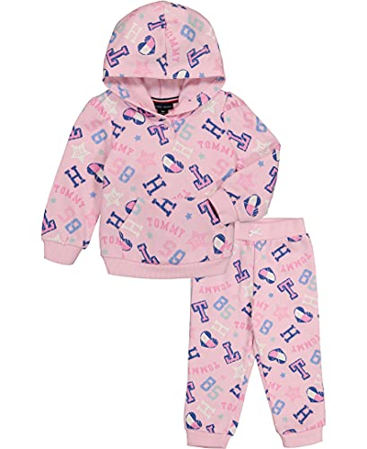 0195958066823 - TOMMY HILFIGER BABY GIRLS 2 PIECES HOODED JOG SET, PINK LADY SINGLE DYED, 3-6 MONTHS