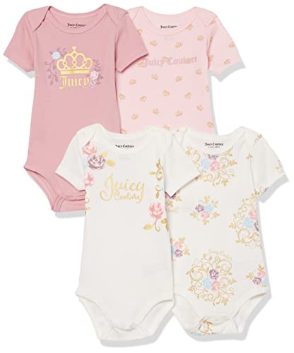 0195958067189 - JUICY COUTURE BABY GIRLS 4 PIECES PACK BODYSUITS, CHALK PINK/EGRET, 0-3 MONTHS